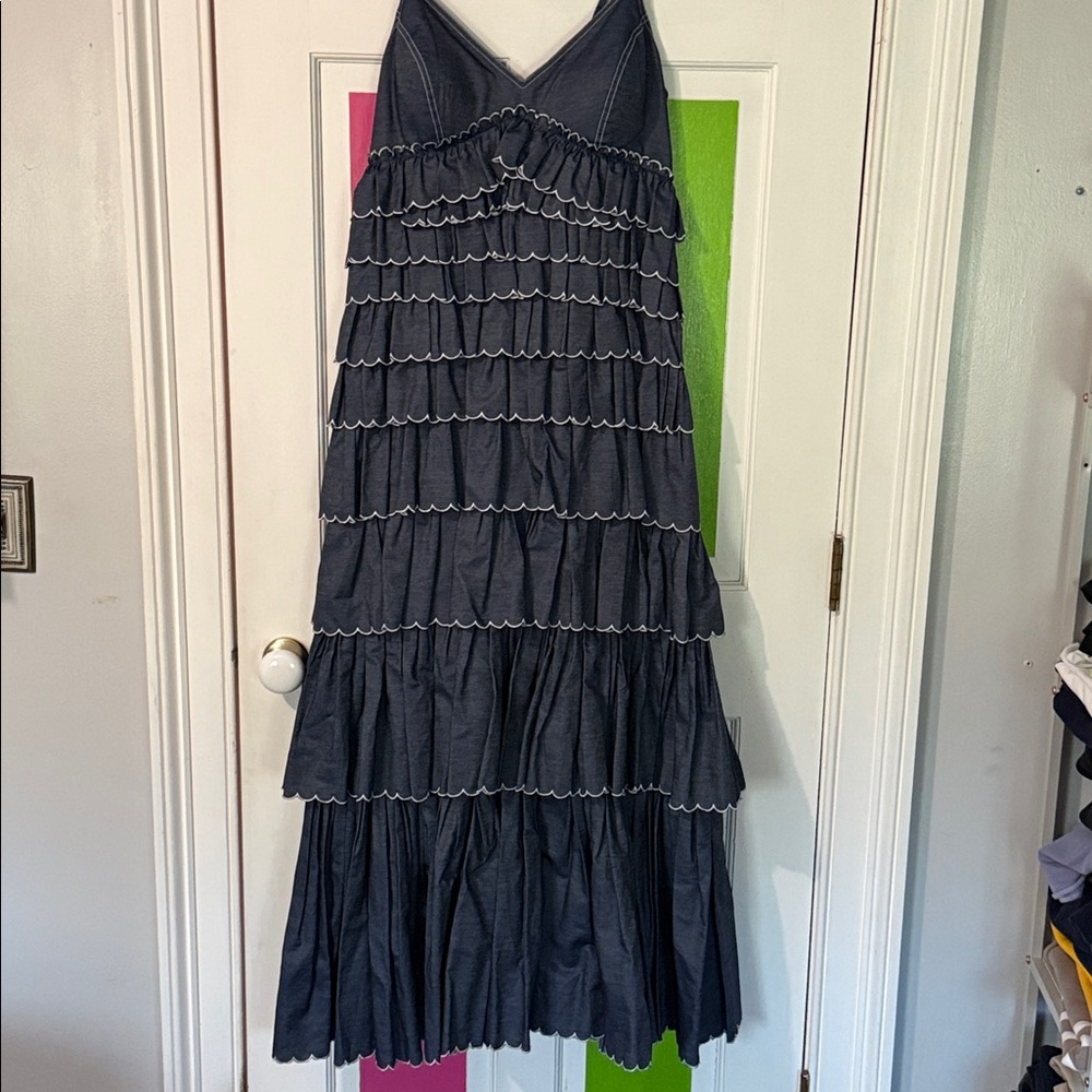 (Anthropologie) Geisha Designs Tiered Denim Dress - Picture 4 of 5